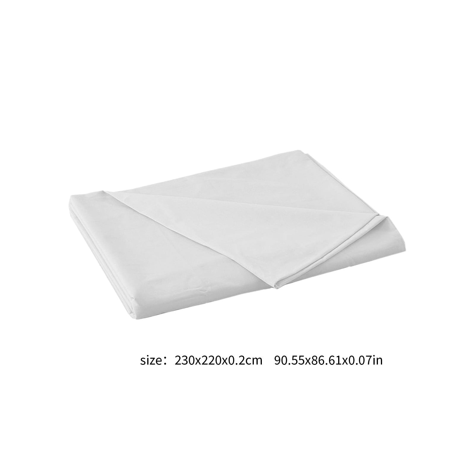 Folded white sheet on a white background with size information.