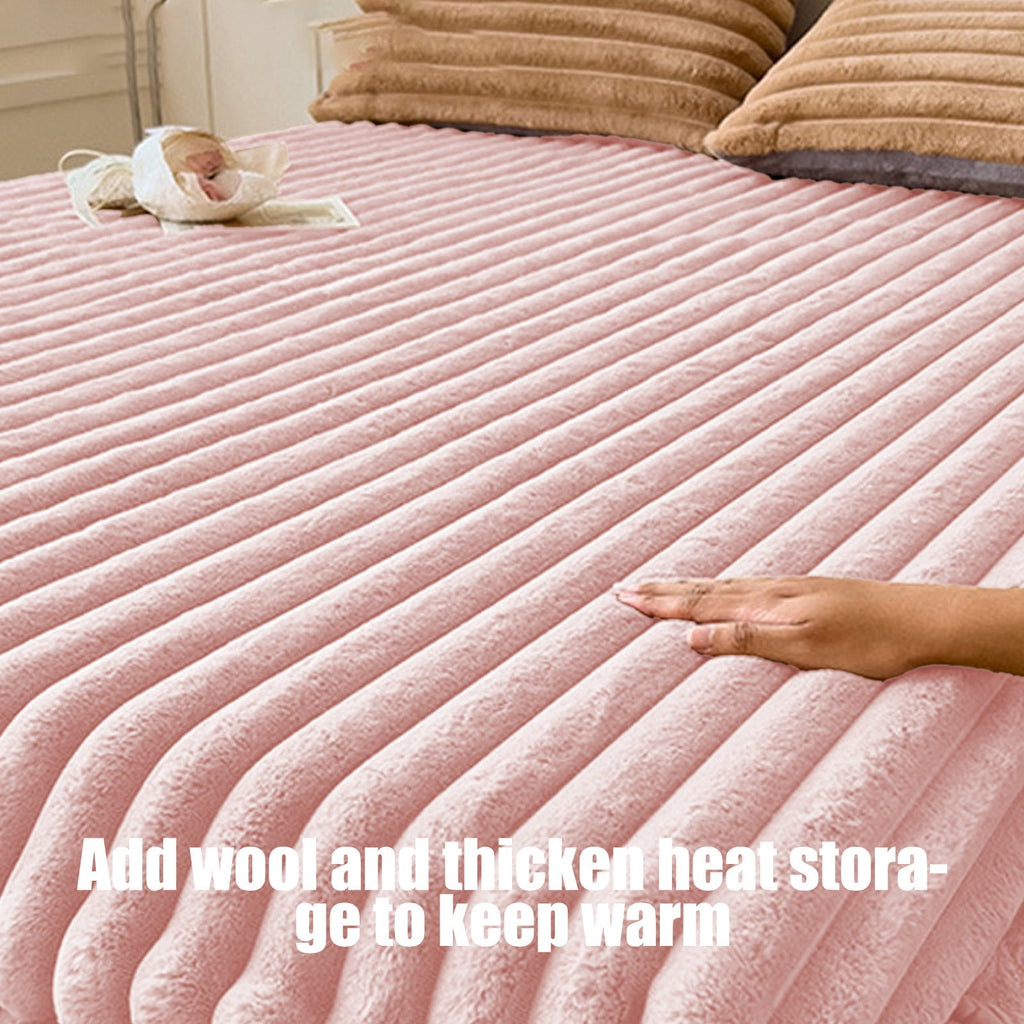 Velvet Fleece Fitted Sheet Bed Sheet, Plain Thermal Warm Soft Bedding, Flannel Fitted Sheet, Super Soft Warm Velvet Plush Bed Sheets, Winter Imitation Fleece Bed Sheet, Milk Fleece Bed Cover White