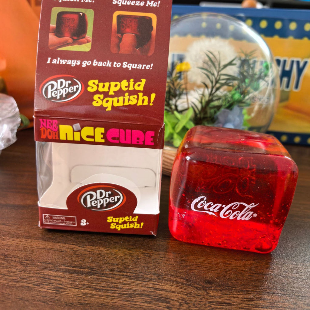 Squishy Stress Cube Fidget Toy - Slow Rising Sensory Squeeze Ball for Kids, Teens & Adults - Cola Red