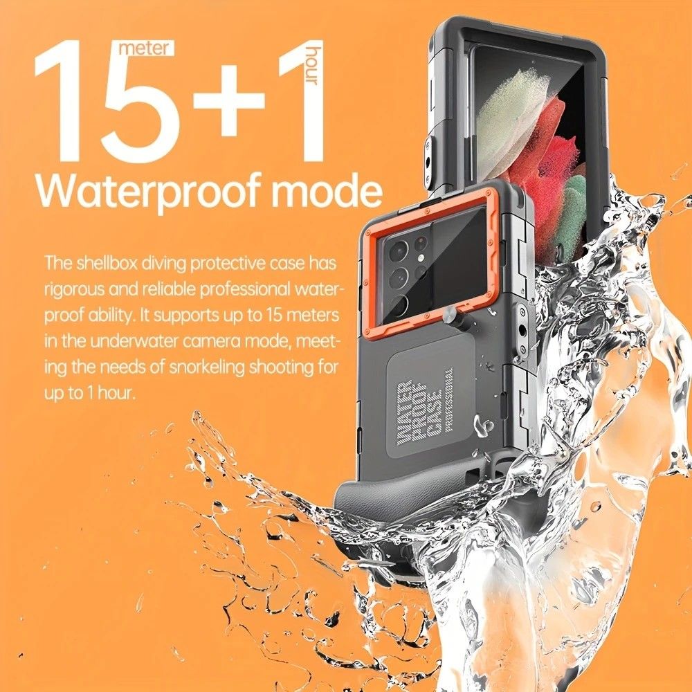 15m Waterproof Phone Case for Diving & Surfing – Dual Seal, Zinc Alloy Buckle, Fits Phones up to 6.9"