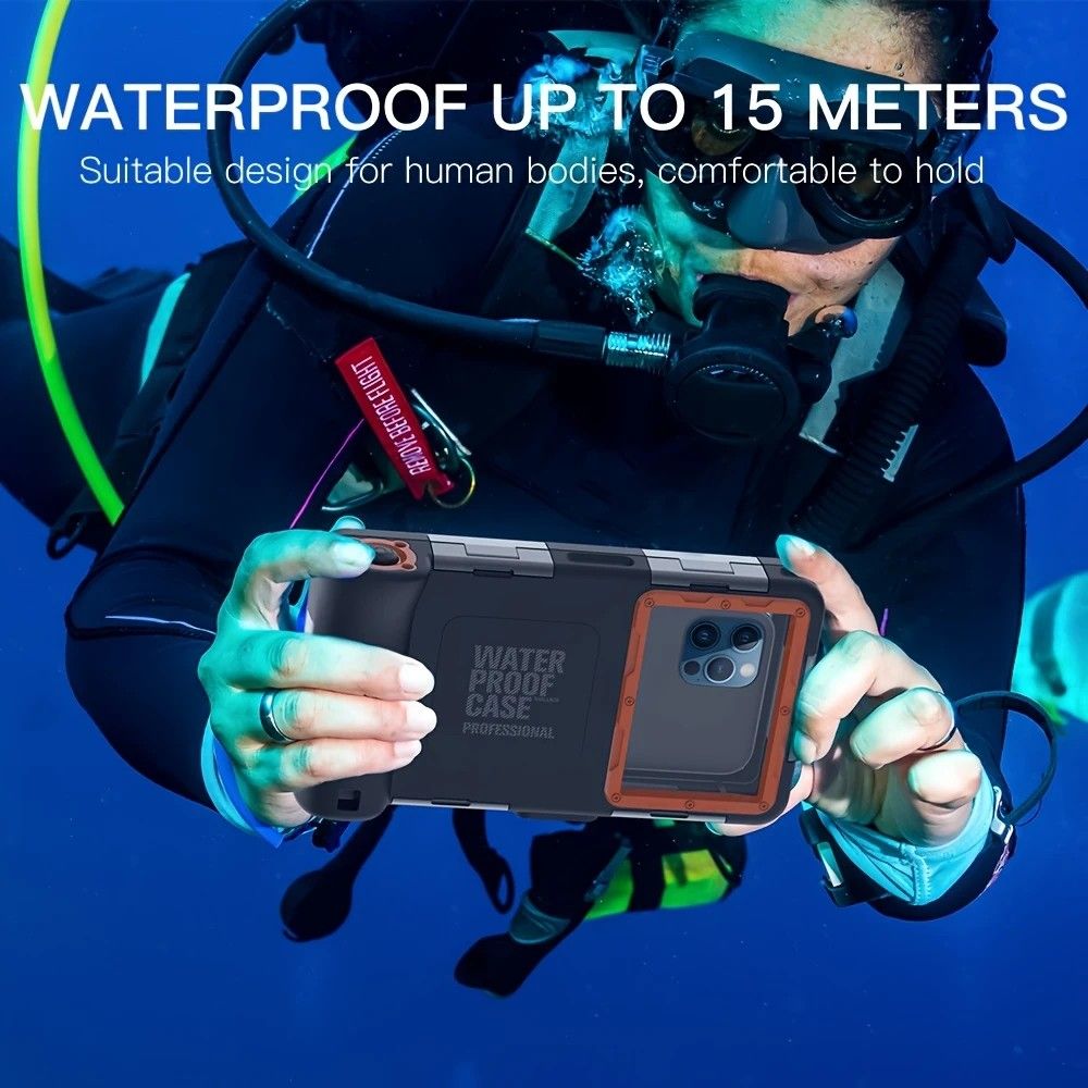 15m Waterproof Phone Case for Diving & Surfing – Dual Seal, Zinc Alloy Buckle, Fits Phones up to 6.9"