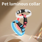Pink LED Light-Up Dog & Cat Collar - USB Rechargeable, Adjustable, Glow-in-the-Dark Safety Collar
