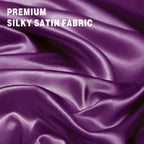 Purple satin fabric with 'PREMIUM SILKY SATIN FABRIC' text