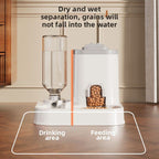 Automatic Pet Feeder and Water Dispenser Combo, 7-Day Capacity for Cats and Small Dogs, Self-Refilling Water Bowl with Gravity Flow, No Battery Needed, Modern White Design with Sturdy Base (Blue)