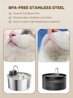 Wireless Pet Water Fountain for Cats and Small Dogs, 304 Stainless Steel, 3.2L Capacity, Rechargeable Battery, Three Flow Modes, Low Noise, Easy to Clean (D3)