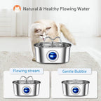 304 Stainless Steel Pet Water Fountain, 3.2L Oval Design with Dual Water Flow, Ultra-Quiet Automatic Circulating Filtered Drinking Station for Cats and Dogs, USB Powered (Adapter Not Included), Dishwasher Safe (B)