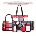 Set of bags with a checkered pattern on a white background