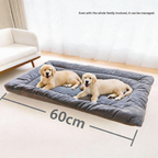Grey Large Plush Dog Bed - Extra Thick Winter Warmth, Machine Washable & Non-Slip Pet Mat for Large Dogs (60cm)