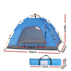 Weisshorn Pop Up Camping Tent | 2-3 Person Instant Tent | Waterproof Outdoor Hiking Tent | Blue