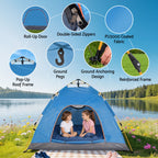 Weisshorn Pop Up Camping Tent | 2-3 Person Instant Tent | Waterproof Outdoor Hiking Tent | Blue