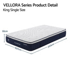 Vellora Series King Single size mattress with dimensions on a white background