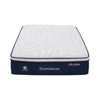 Mattress with 'Vellora' and 'RoomSense' branding on a white backgroun