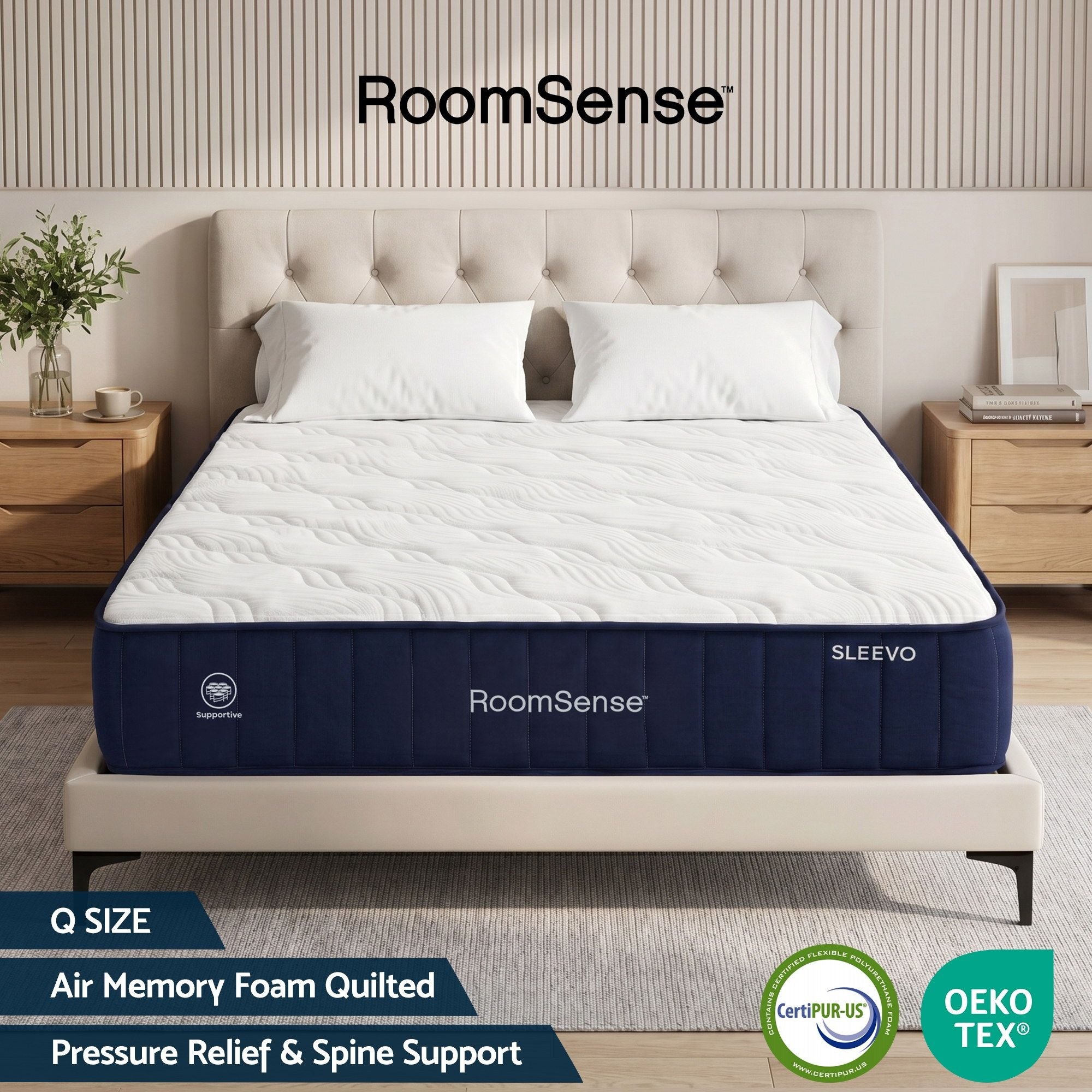 RoomSense 26cm Firm Pocket Spring Mattress | Orthopedic Back Support | Queen size