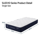 SLEEVO Series single size mattress with dimensions on a white background