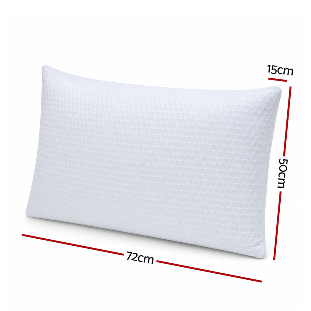 White pillow with measurements on a white background