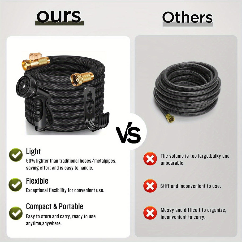 LOVFEN Expandable Garden Water Hose 30M with Spray Nozzle - Lightweight Kink-Free for Garden, Lawn & Car Washing